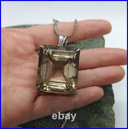 Huge and Heavy Art Deco 1930s Smoky Quartz and 800 Silver Pendant