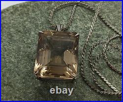 Huge and Heavy Art Deco 1930s Smoky Quartz and 800 Silver Pendant