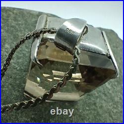 Huge and Heavy Art Deco 1930s Smoky Quartz and 800 Silver Pendant