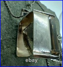 Huge and Heavy Art Deco 1930s Smoky Quartz and 800 Silver Pendant