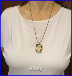 Huge and Heavy Art Deco 1930s Smoky Quartz and 800 Silver Pendant