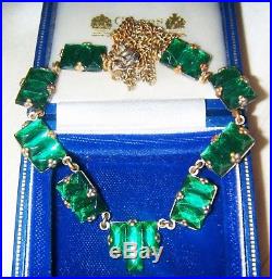 Iconic ART DECO Signed Czech Emerald VAUXHALL GLASS Odeon VINTAGE NECKLACE