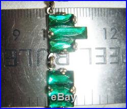 Iconic ART DECO Signed Czech Emerald VAUXHALL GLASS Odeon VINTAGE NECKLACE