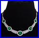 Impressive Vintage Art Deco Style Green Emeralds With Old Mine Cut CZ Necklace