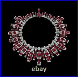 Inspired by Maharaja Nawanagar Ruby Handcrafted Necklace Art Deco Fine Jewelry