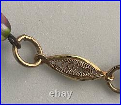 Iris Glass Necklace Art Deco Flapper Tassel Czech Filigree Gold Rare Vintage 16