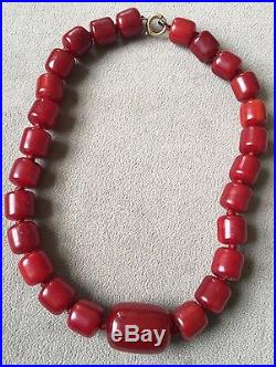 Jumbo Vintage Art Deco Cherry Amber Bead Bakelite Necklace