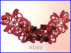 Jewelry woman retro necklace art deco nouveau collier choker collar embroidered