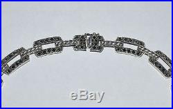 Judith Jack Heavy Chunky Sterling Silver Marcasite Art Deco Necklace Choker
