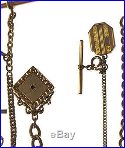 Lot 37 Victorian Etruscan Art Deco Gold Filled Watch Chains Fob Necklace Pendant
