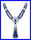 Lab Sapphire Beaded Tassel Necklace 925 Fine Silver Statement Art Deco Jewellery