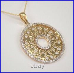 Ladies Art Deco Circle Pendant Necklace 1.22ct VVS Natural Moissanite 925 Silver