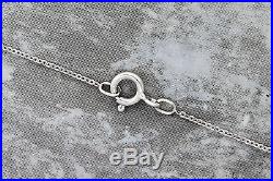 Ladies Art Deco Style 14K 585 White Gold Diamond Sapphire Pendant Chain Necklace