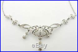 Ladies Vintage Art Deco Platinum Diamond Necklace