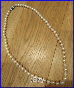 Large, 20 ESTATE cultured pearl necklace with vintage art deco diamond clasp