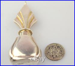 Large Heavy Sterling Silver Art Deco Style Perfume Bottle Pendant For Necklace