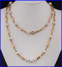 Late Art Deco Pearl Soutoir Rare Necklace 18 KT gold