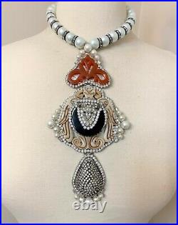 Lawrence Vrba Art Deco Faux Pearl & Rhinestone One of A Kind Necklace