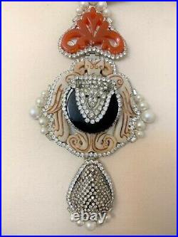 Lawrence Vrba Art Deco Faux Pearl & Rhinestone One of A Kind Necklace