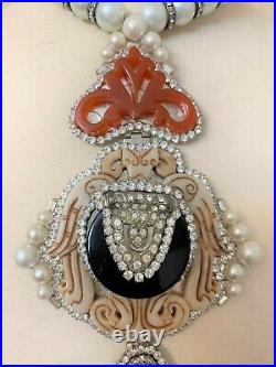 Lawrence Vrba Art Deco Faux Pearl & Rhinestone One of A Kind Necklace