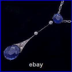Liberty & Co Antique Necklace Art Deco Gold Sapphire Diamond Necklace(4979)