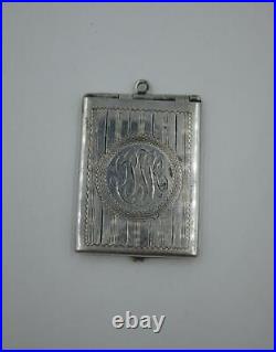 Locket Art Deco Sterling Silver 2 Photos Engraved Pendant Necklace