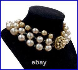 Louis Rousselet France Vntg Art Deco Fx Baroque Pearls 3-strand Necklace Special