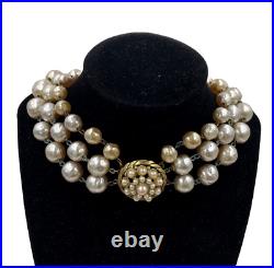 Louis Rousselet France Vntg Art Deco Fx Baroque Pearls 3-strand Necklace Special