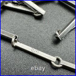 Lovely Antique Art Deco Hand Made Estate 800 Silver Bar Link Design Necklace 36