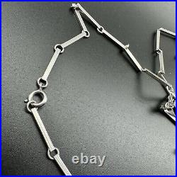 Lovely Antique Art Deco Hand Made Estate 800 Silver Bar Link Design Necklace 36