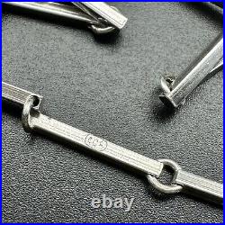 Lovely Antique Art Deco Hand Made Estate 800 Silver Bar Link Design Necklace 36