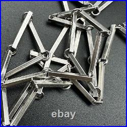 Lovely Antique Art Deco Hand Made Estate 800 Silver Bar Link Design Necklace 36