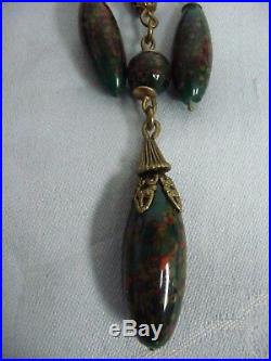 Lovely B F & Co. Art Nouveau Deco Czech Art Glass Bead Spider Web Necklace
