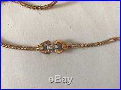 MAZER BROS Vintage 40s Necklace Aquamarine Pendant Gold Chain Choker Art Deco