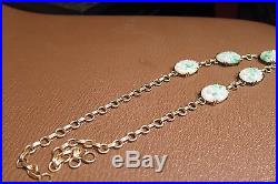 MINTY Art Deco/ Vintage 14K Solid Gold Carved Jade Panel Necklace No scrap 19g