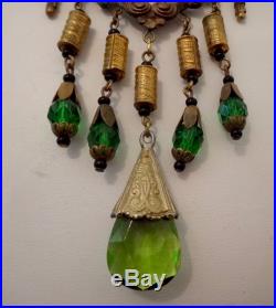 Magnificent Art Deco Egyptian Revival rhinestone foil glass large necklace