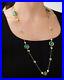 Malachite Green Long Chain Necklace 925 Sterling Silver Statement Art Deco Jewel