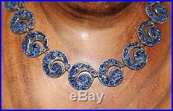Margot De Taxco Mexico Sterling Silver Enamel Art Deco Earrings Necklace 105 Grm