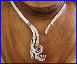 Margot De Taxco Mexico Sterling Whimsical Art Deco Swirls Necklace 56 Gram TAXCO
