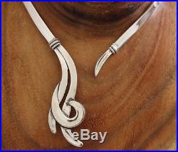 Margot De Taxco Mexico Sterling Whimsical Art Deco Swirls Necklace 56 Gram TAXCO