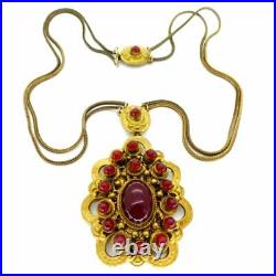 Massive! Antique Art Deco Neiger Austro Hungarian Czech Carnelian Glass Necklace