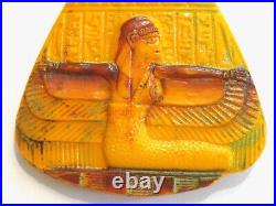 Max Neiger Bros Antique Art Deco Egyptian Revival Orange Glass Necklace Pendant