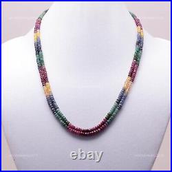 May Shappire Gemstone Beaded Valentines Daughter Art Deco Necklace 925 Silver