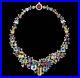 Multi Gemstone Art Deco Necklace 925 Sterling Silver Red Carpet High Joaillerie