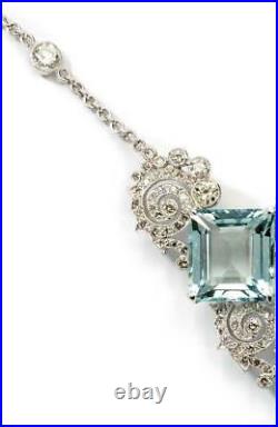 Multi Shape Emerald Cut 96.46CT Aquamarine Art Deco Vintage Style Women Necklace