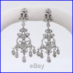 NEW Art Deco Style 14K White Gold Diamond Chandelier Earrings & Pendant Necklace