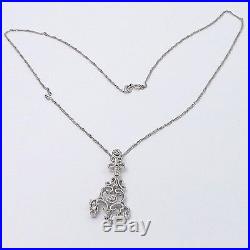 NEW Art Deco Style 14K White Gold Diamond Chandelier Earrings & Pendant Necklace