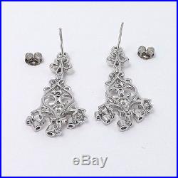 NEW Art Deco Style 14K White Gold Diamond Chandelier Earrings & Pendant Necklace