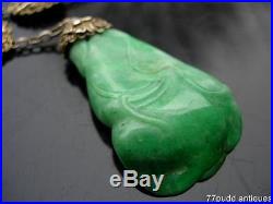 Nice Antique Art Deco Chinese Jadeite Jade & Gilt Silver Necklace