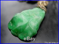 Nice Antique Art Deco Chinese Jadeite Jade & Gilt Silver Necklace
